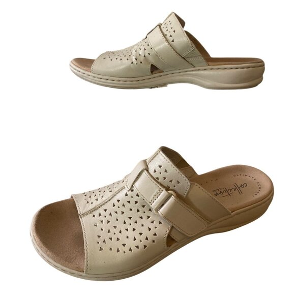 Clarks Collection Womens Beige Slip-On Sandals Leisa Size 8W - Picture 2 of 8